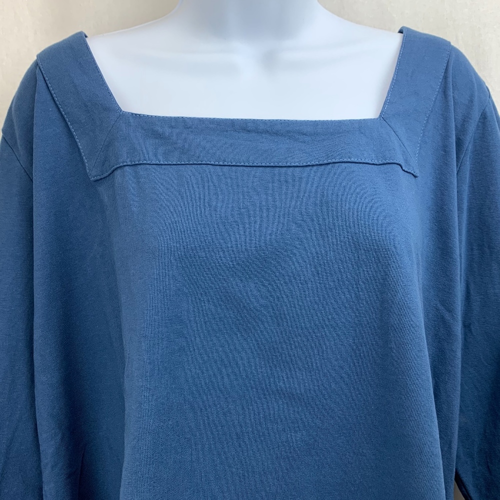 SOLD Jessica London Blue Square Neck  T Shirt - Picture 2 of 5